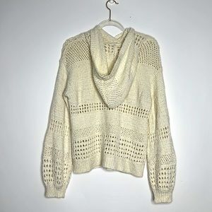ANTHROPOLOGIE Bubble Sleeve Hooded Open‎ Knit Sweater Sz Small